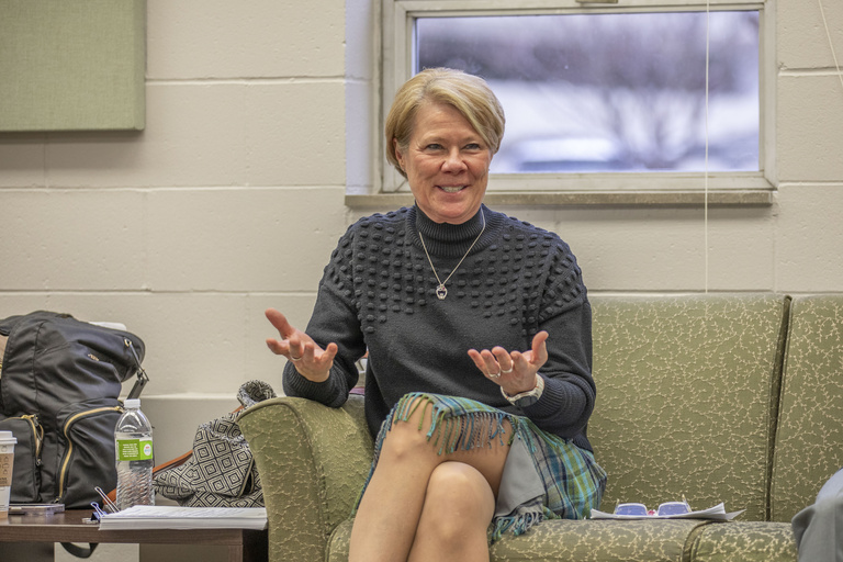Former president of ASHA Tena McNamara talks to students