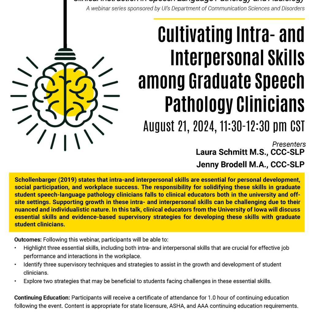 Cultivating Intra- and Interpersonal Skills among Graduate Speech Pathology Clinicians promotional image