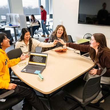 Students laughing during the CSD open house.